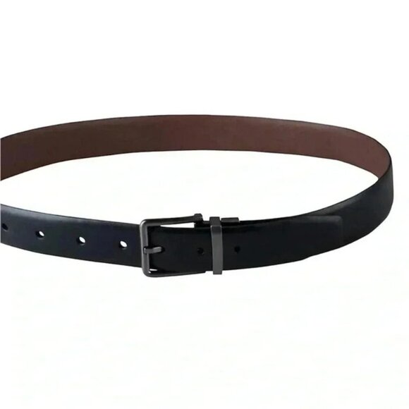 Calvin Klein Men’s Black Brown Reversible Dress Belt Gunmetal Buckle Size 32 - Picture 4 of 16